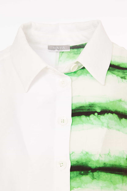 Naya Blurred stripe print shirt with contrast front panel Nas25148