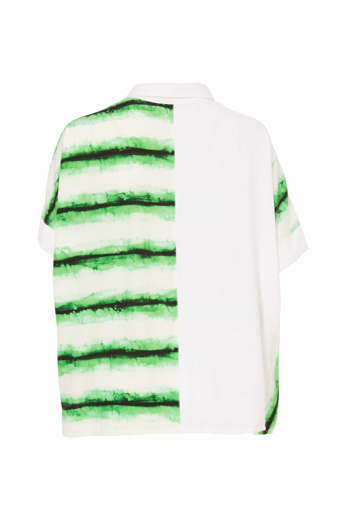 Naya Blurred stripe print shirt with contrast front panel Nas25148