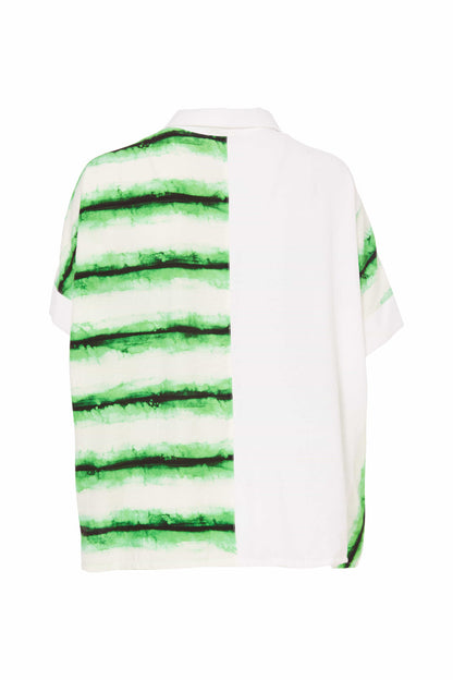 Naya Blurred stripe print shirt with contrast front panel Nas25148