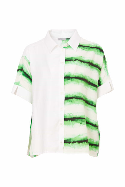 Naya Blurred stripe print shirt with contrast front panel Nas25148