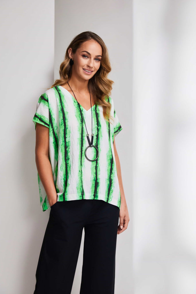 Naya blurred print v neck top Nas25158