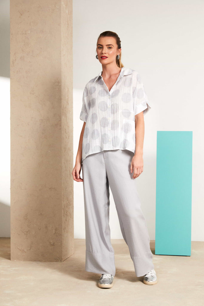 Naya Crinkle spot shirt with pocket detail