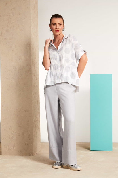 Naya Crinkle spot shirt with pocket detail