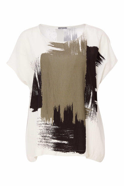 Naya brush stroke round neck top  Nas25172