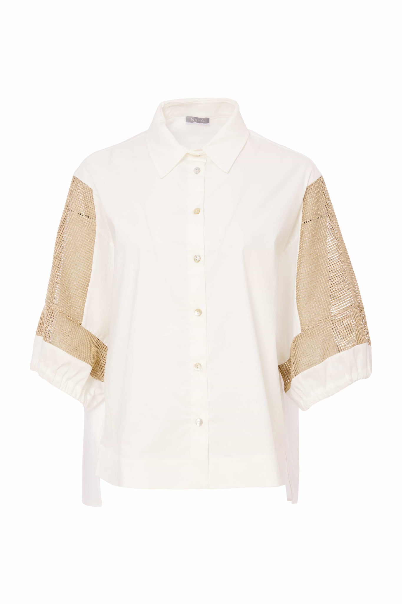 Naya Cotton Shirt with contrast fudge mesh sleeve Nas25179