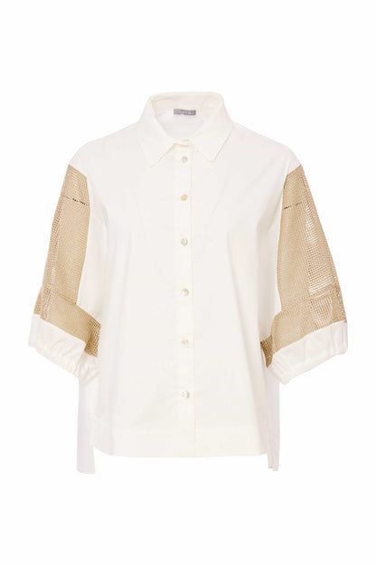 Naya Cotton Shirt with contrast fudge mesh sleeve Nas25179