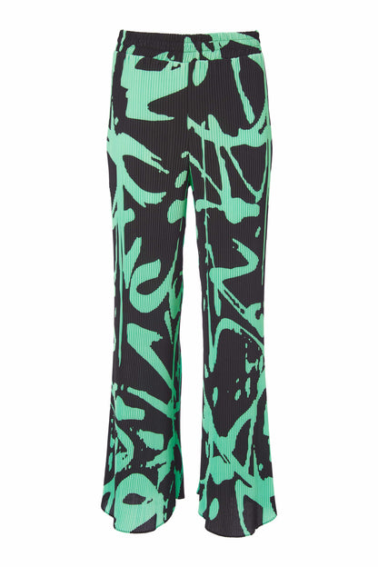 Naya crinkle pleat printed wide leg trousers  Nas25184