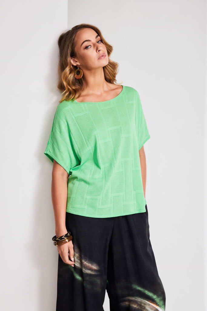 Naya Round neck embossed square shape top Nas25211