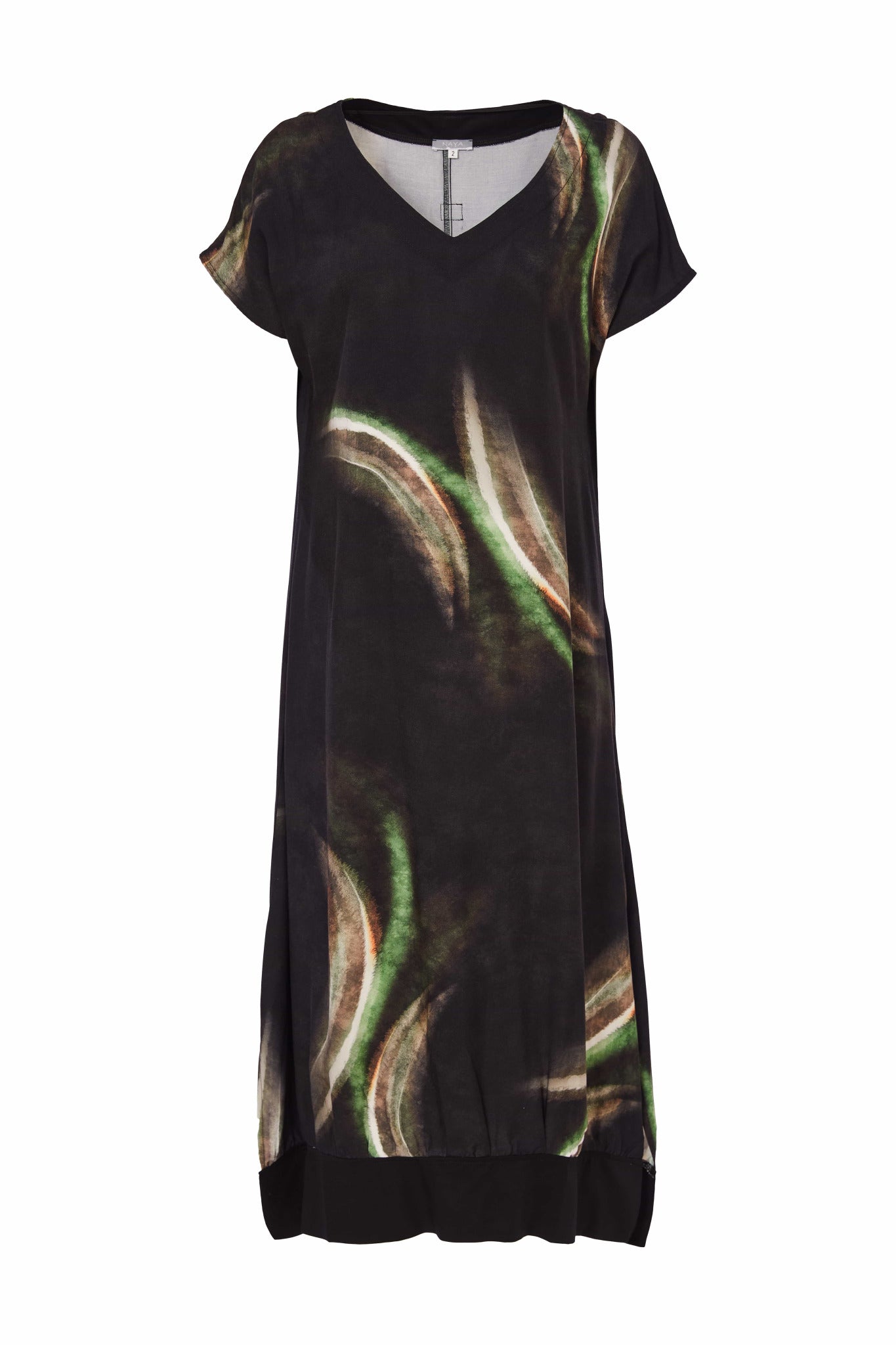 Naya Brushed stroke print dress with slit at side seam Nas25212