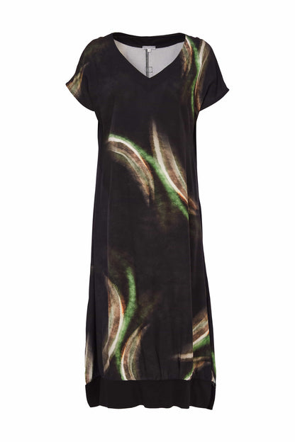 Naya Brushed stroke print dress with slit at side seam Nas25212
