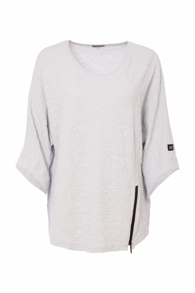 Naya Bubble fabric Top with zip detail in Silver Or Army Green Nas25221
