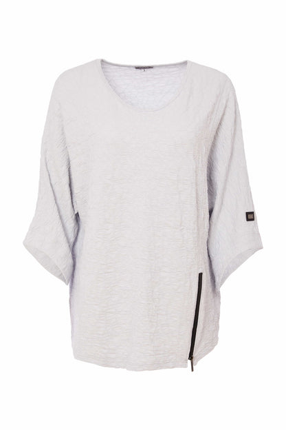 Naya Bubble fabric Top with zip detail in Silver Or Army Green Nas25221