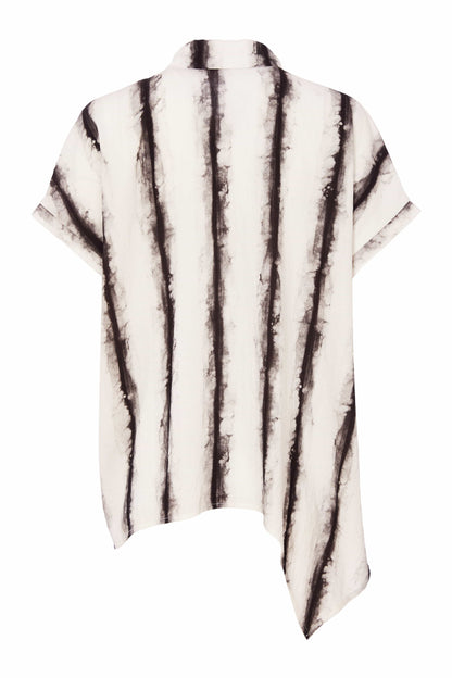 Naya Blurred stripe shirt with angled hemline and pocket Nas25274