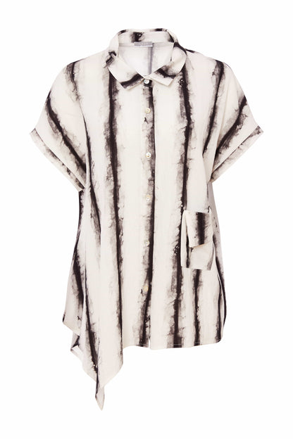 Naya Blurred stripe shirt with angled hemline and pocket Nas25274