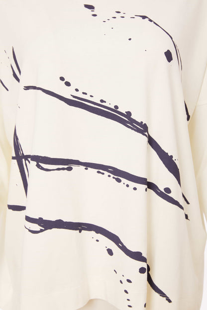 Naya Brushstroke print top in Sand Black, Or French Blue and white Nas25288