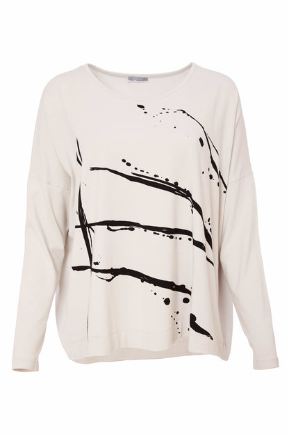 Naya Brushstroke print top in Sand Black, Or French Blue and white Nas25288