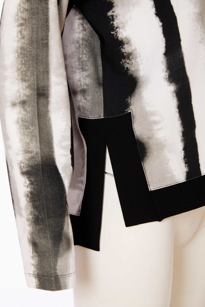 Naya Long Sleeve Tie dye stripe top with contrast side panel and hem band Nas25299