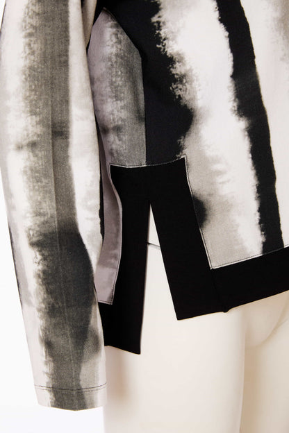 Naya Long Sleeve Tie dye stripe top with contrast side panel and hem band Nas25299