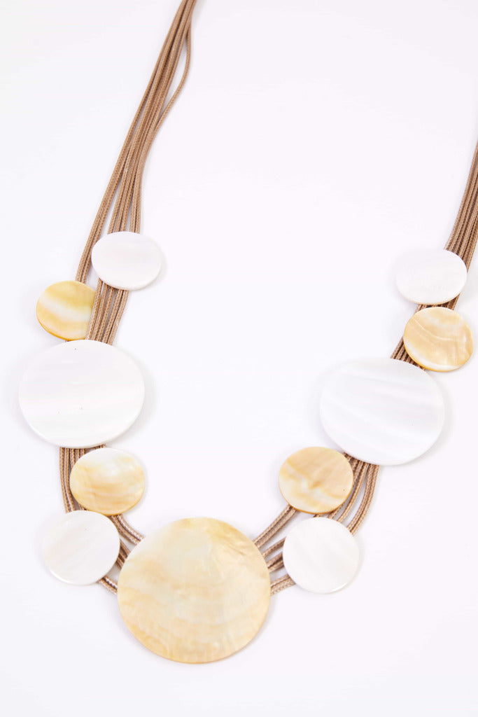 Naya Multi shell disc necklace with beaded strand  Nas25342