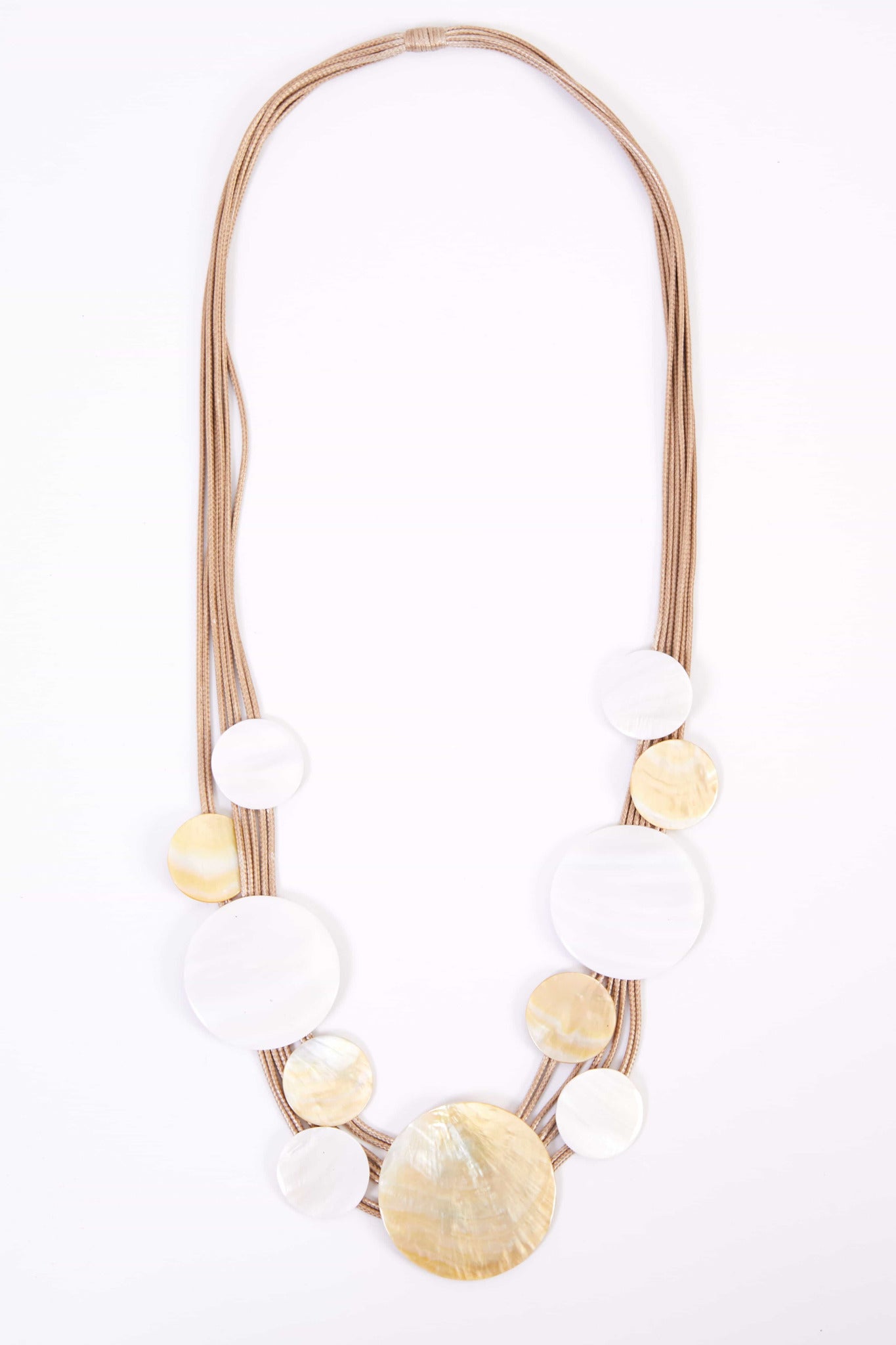 Naya Multi shell disc necklace with beaded strand  Nas25342