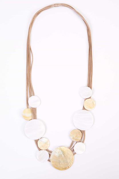 Naya Multi shell disc necklace with beaded strand  Nas25342