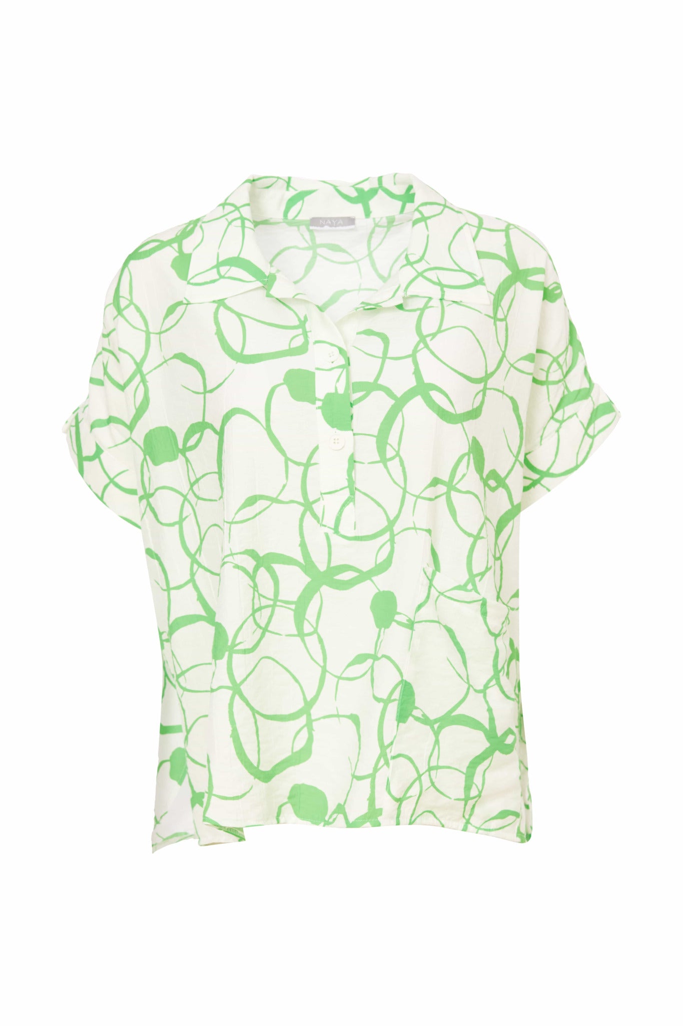 Naya Circular squiggle print button through blouse Nas25143
