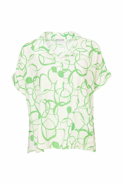 Naya Circular squiggle print button through blouse Nas25143