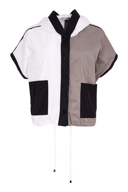Naya Two Tone Hooded Jacket With Contrast Panel And Pockets Nas26117