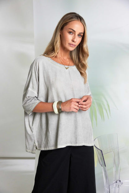 Naya Faded Washed Effect Round Neck Top Nas26131
