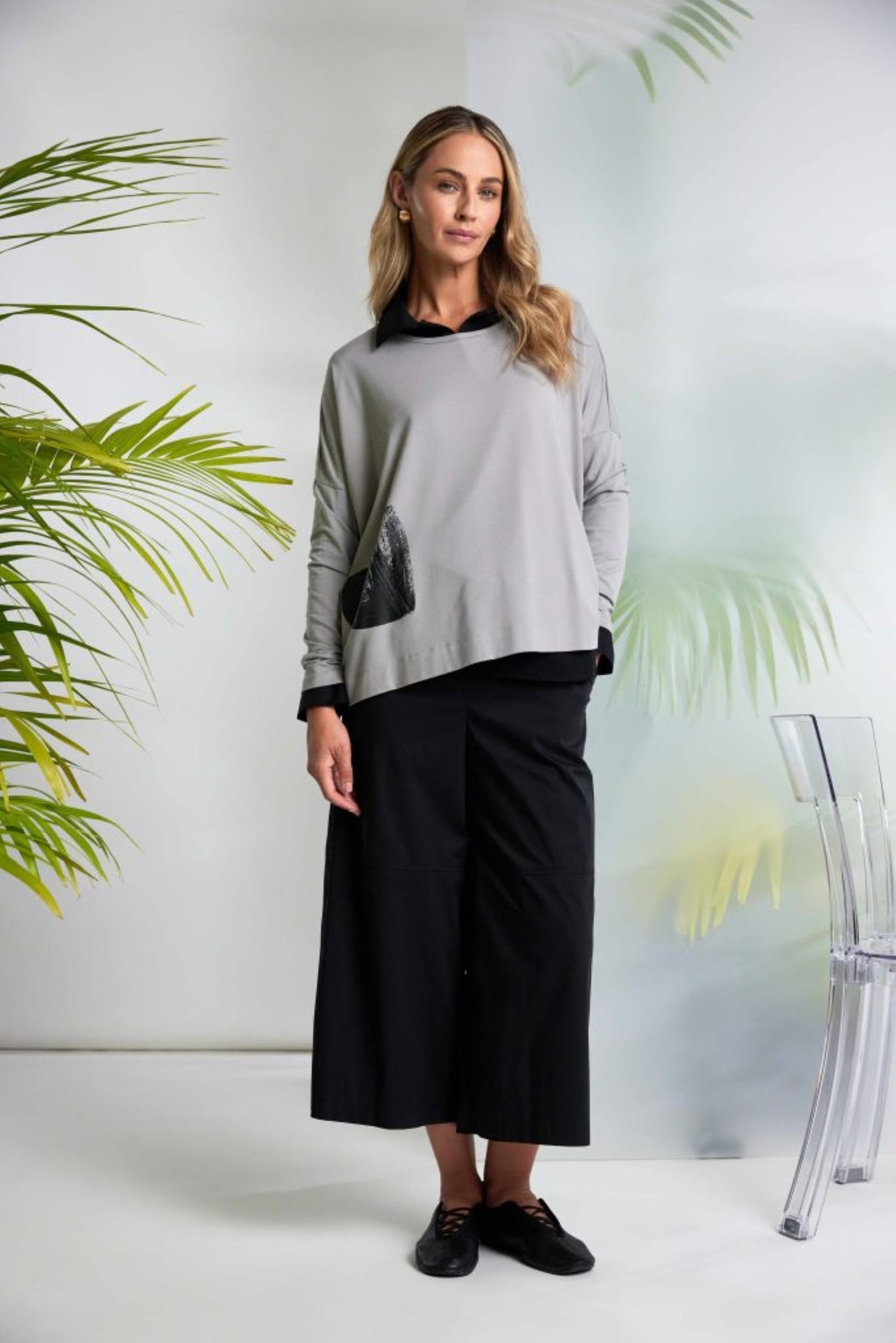Naya Placement print round neck top Nas26143