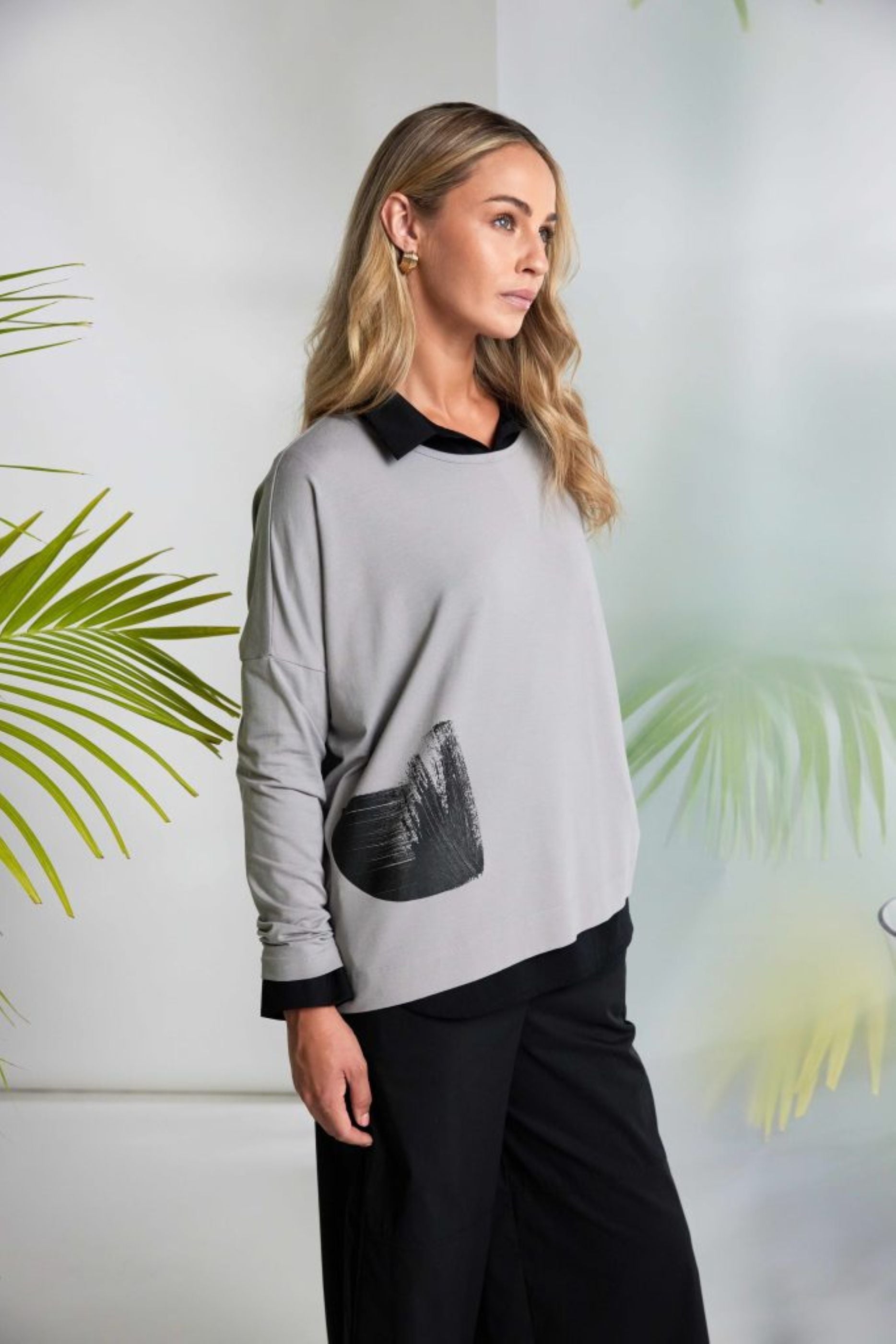 Naya Placement print round neck top Nas26143