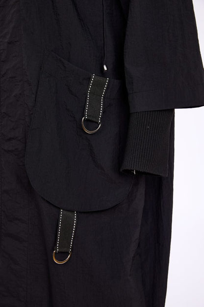 Naya Hooded Coat With D Ring Trim At Pockets IN Black or Silver  Nas26170