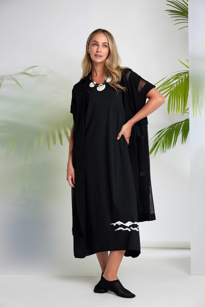 Naya Long Line Hooded Jacket With Mesh Insets Nas26177