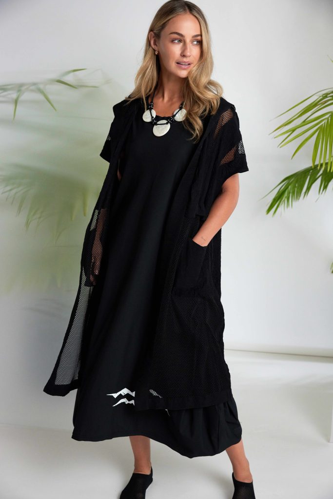 Naya Long Line Hooded Jacket With Mesh Insets Nas26177