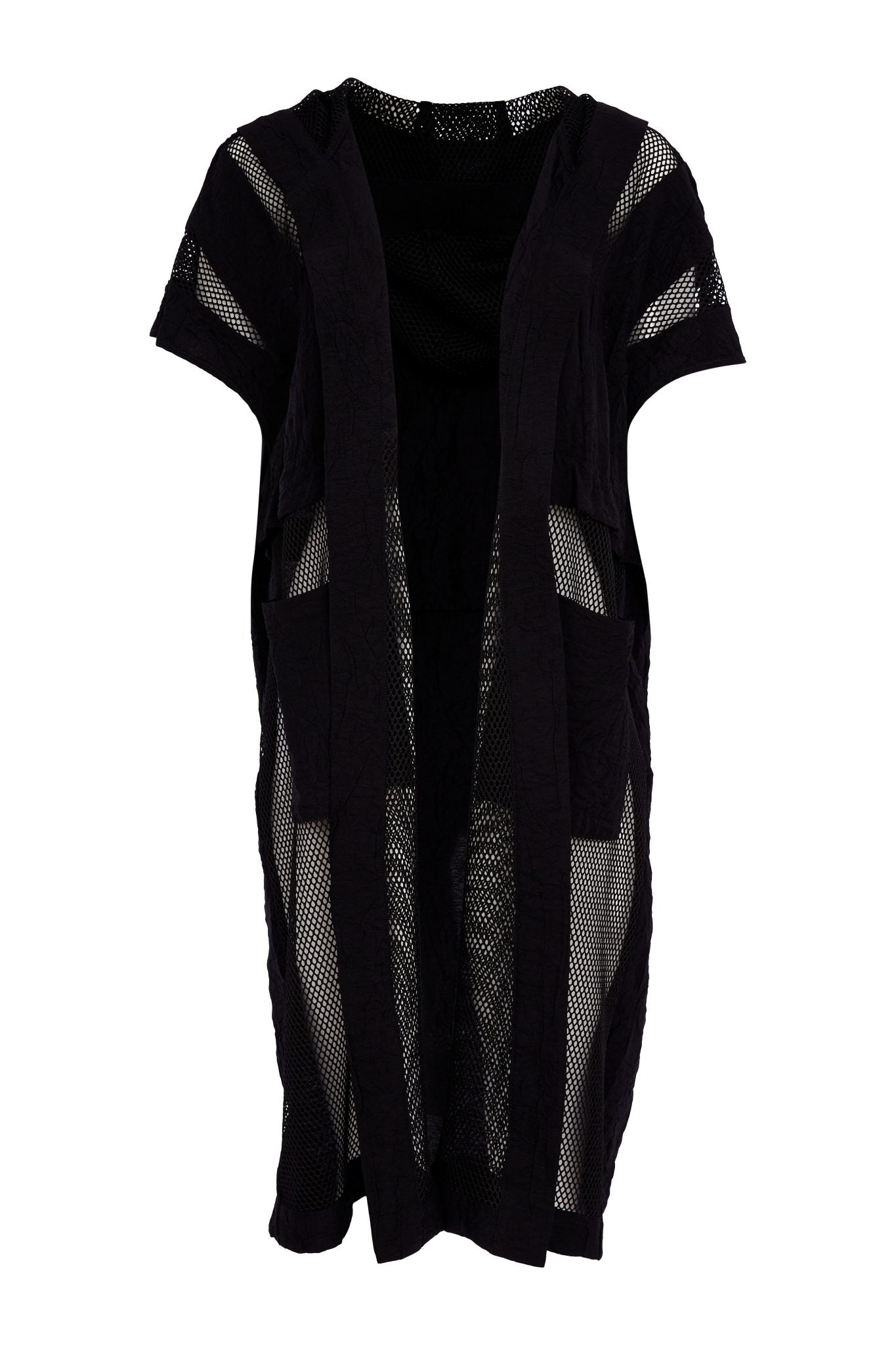 Naya Long Line Hooded Jacket With Mesh Insets Nas26177