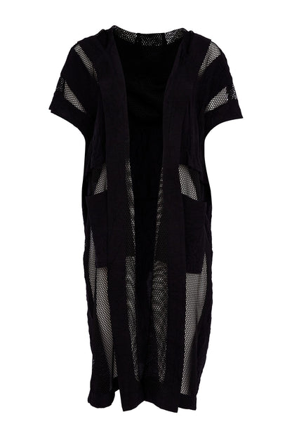 Naya Long Line Hooded Jacket With Mesh Insets Nas26177