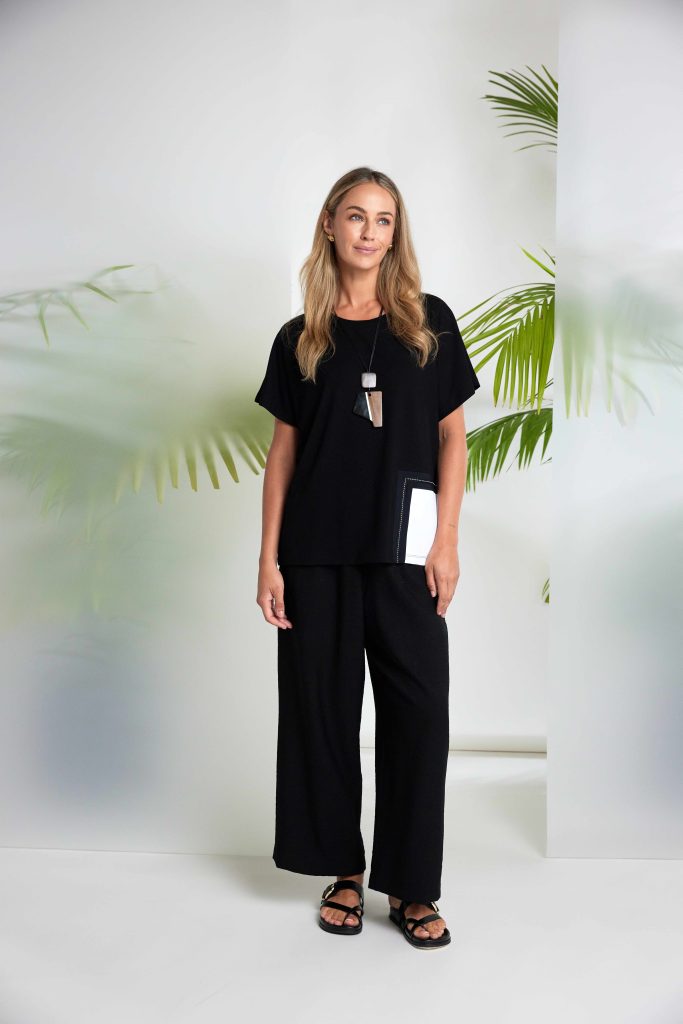 Naya Round Neck Top With Contrast Pocket And Stitch Detail Nas26188