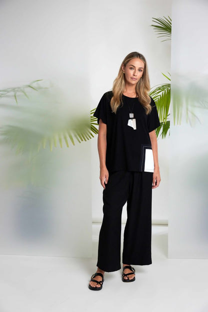 Naya Round Neck Top With Contrast Pocket And Stitch Detail Nas26188