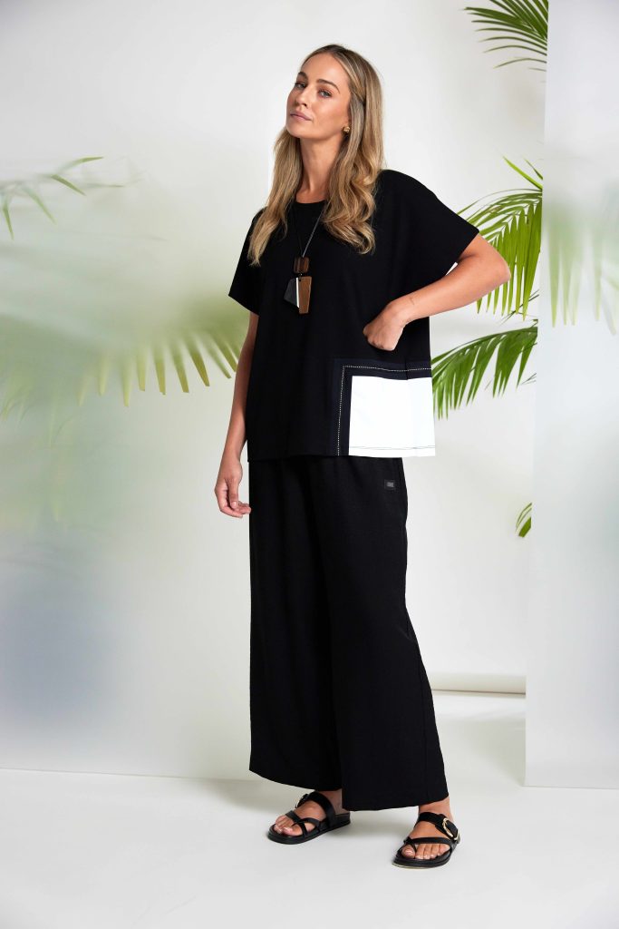 Naya Round Neck Top With Contrast Pocket And Stitch Detail Nas26188