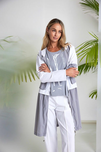 Naya Placement print top with Angle hem  Nas26119