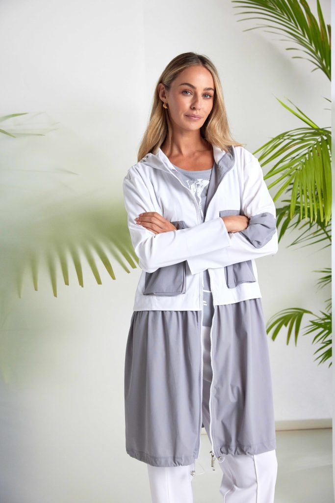 Naya Hooded Jacket With Contrast Sections And Drawstring Hem Nas26191