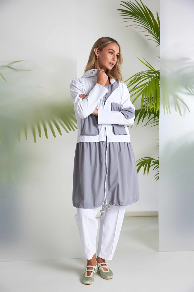 Naya Hooded Jacket With Contrast Sections And Drawstring Hem Nas26191