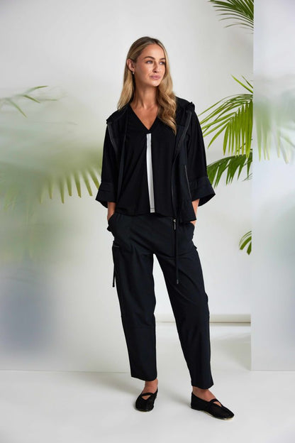 Naya Drawstring Hem Zip Jacket With Contrast stitching and Pocket Nas26196