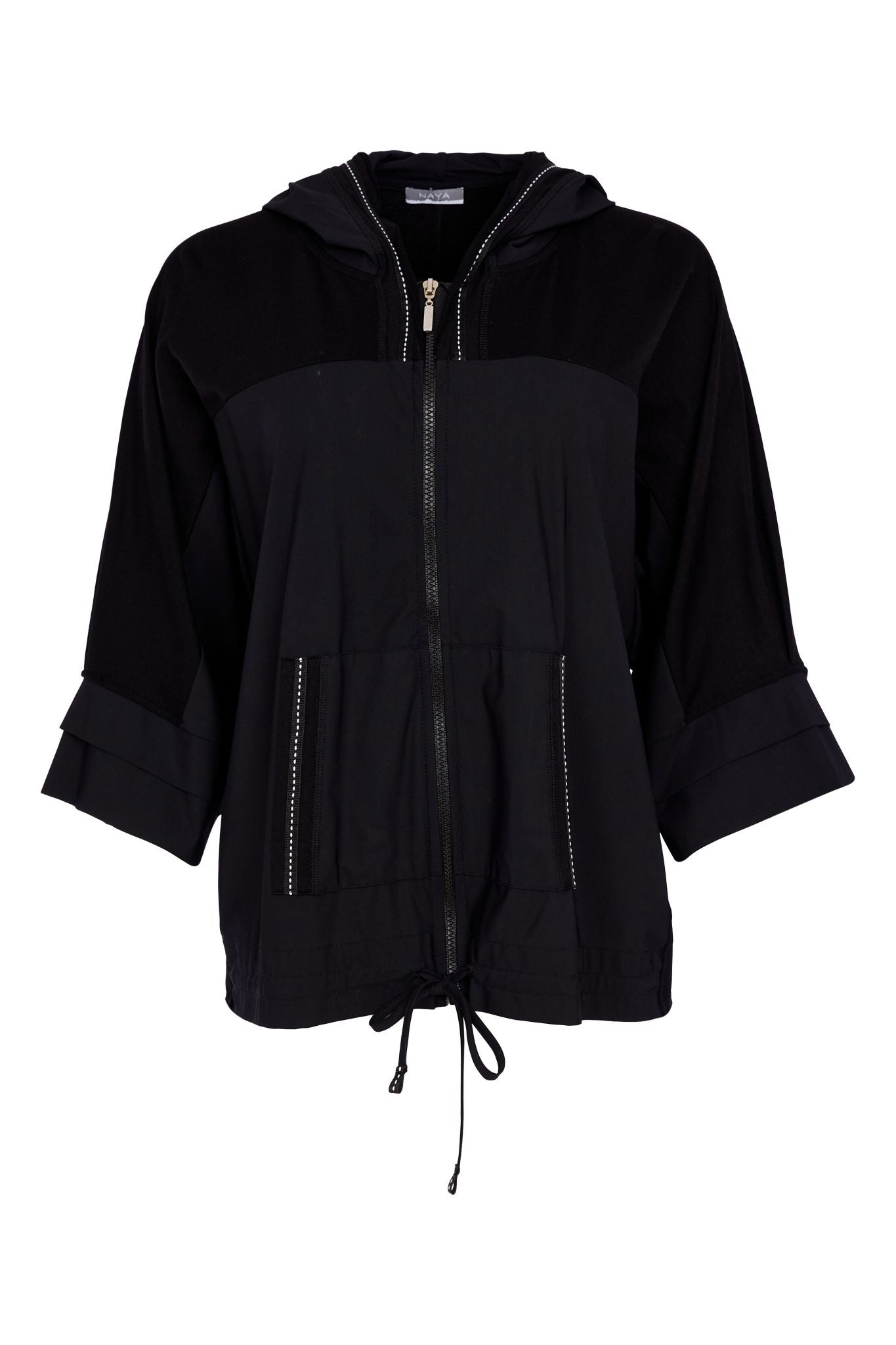 Naya Drawstring Hem Zip Jacket With Contrast stitching and Pocket Nas26196