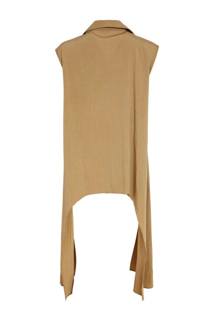 Naya Placement Print Top With Long Side Panels in Tan or Black Nas26218