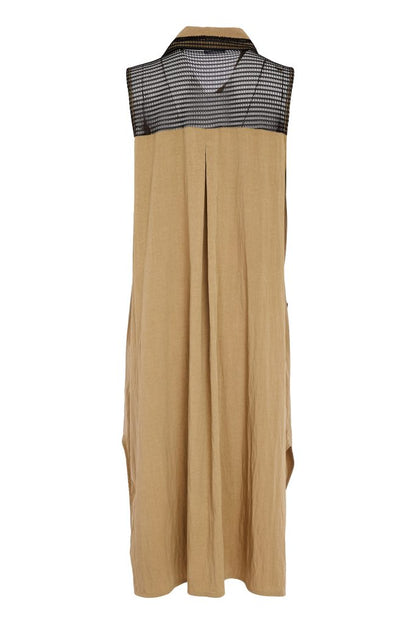 Naya Zipped Long Line Waistcoat With contrast  Pocket And Collar Panel Nas26219