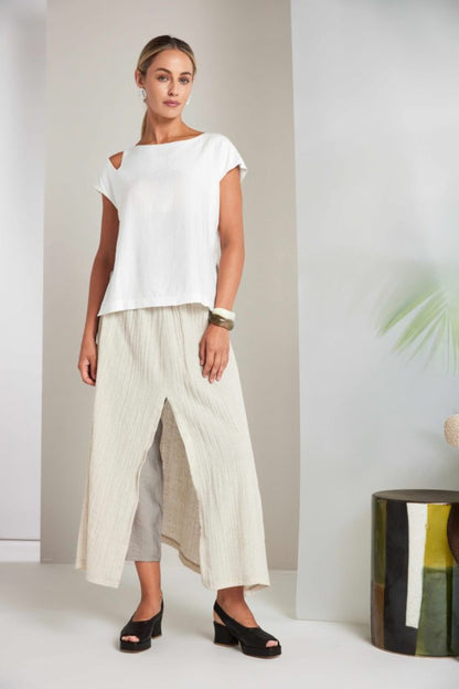 Naya Round Neck Waffle Top With Cut Out At Shoulder  Nas26244