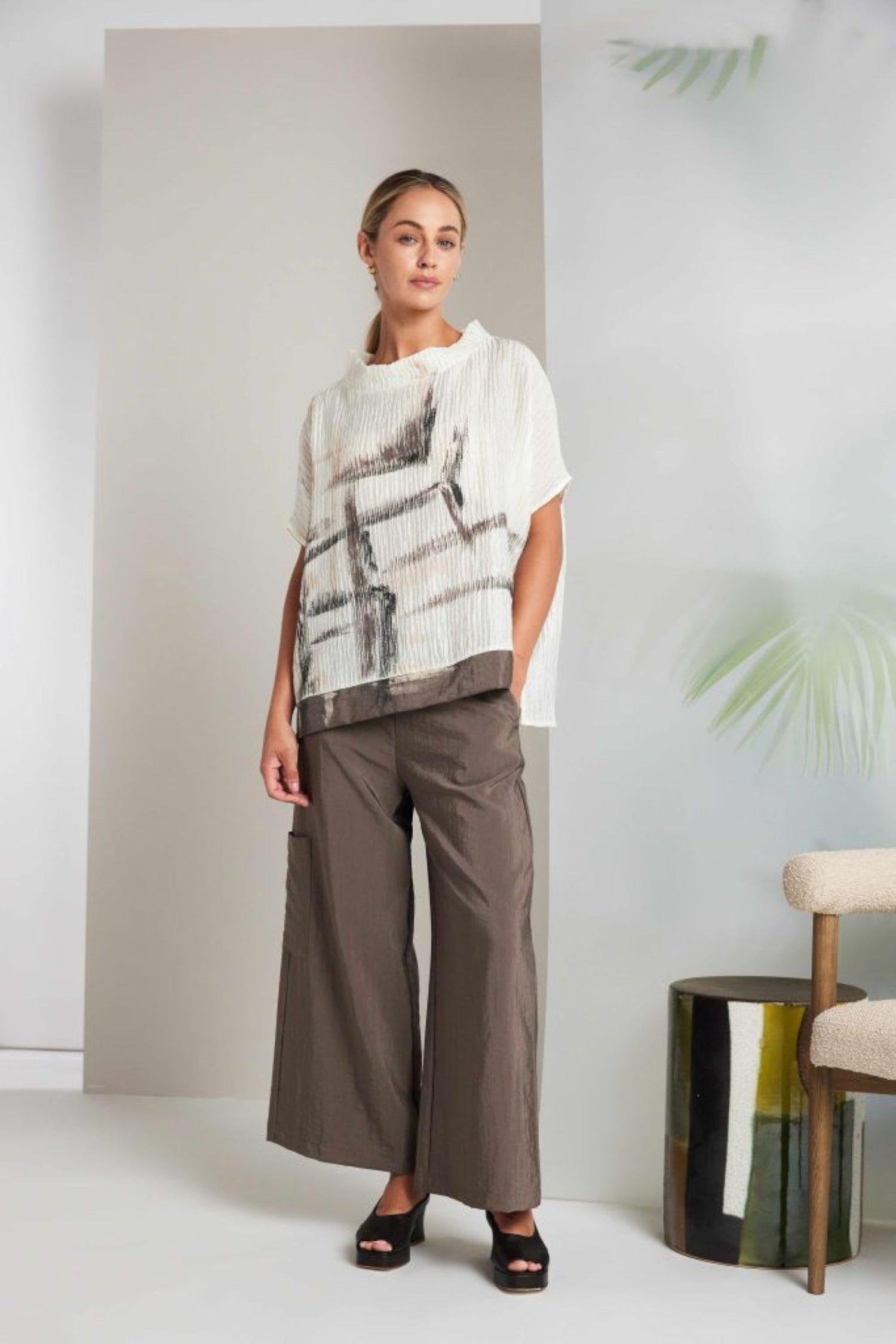 Naya Rippled print high neck top Nas26265