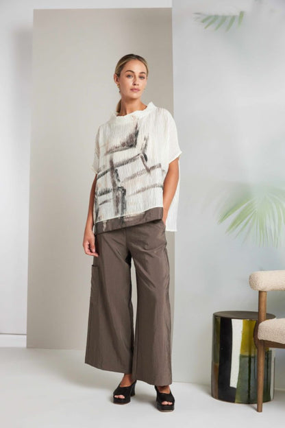 Naya Rippled print high neck top Nas26265