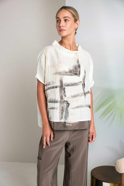 Naya Rippled print high neck top Nas26265